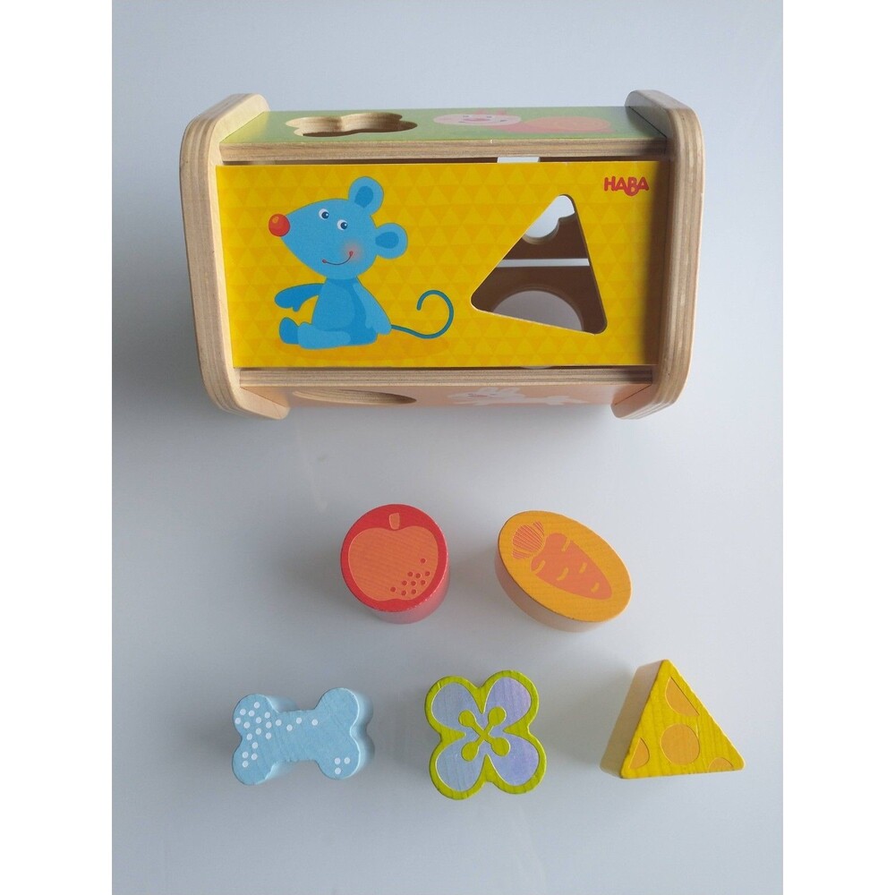 HABA Snack Stack Sorting Box Wooden Shape Sorter Toddler Animals 5 Blocks 302973